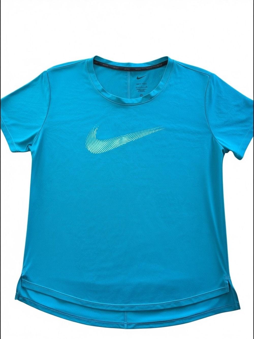 Nike Dri-FIT Teal Athletic Tee Women’s Small Swoosh Graphic